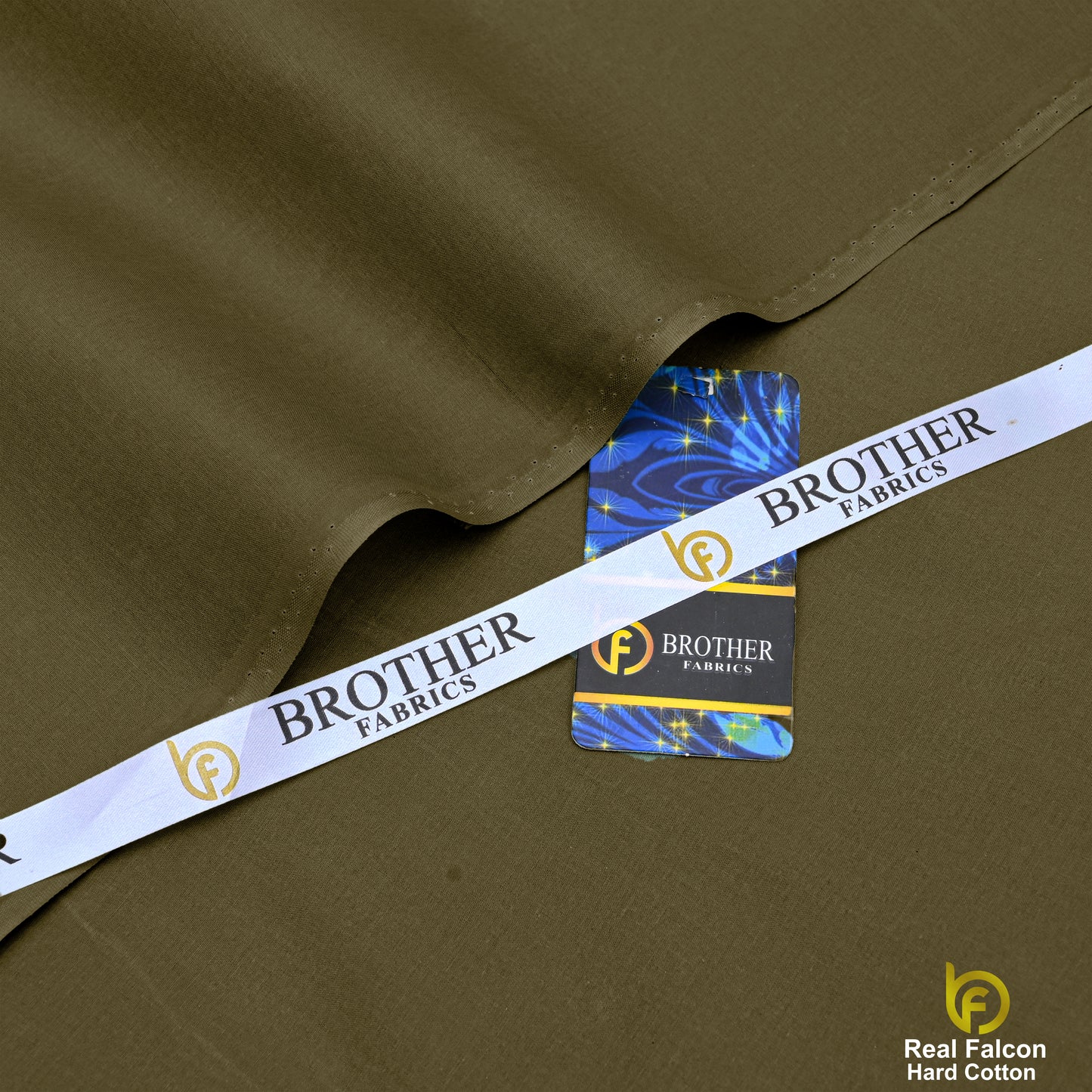 Brother Fabrics Real Falcon Hard Cotton – Olive Green Premium Suiting Fabric