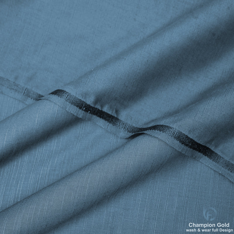 Champion Gold – Steel Blue | Premium Wash & Wear Full Design Fabric