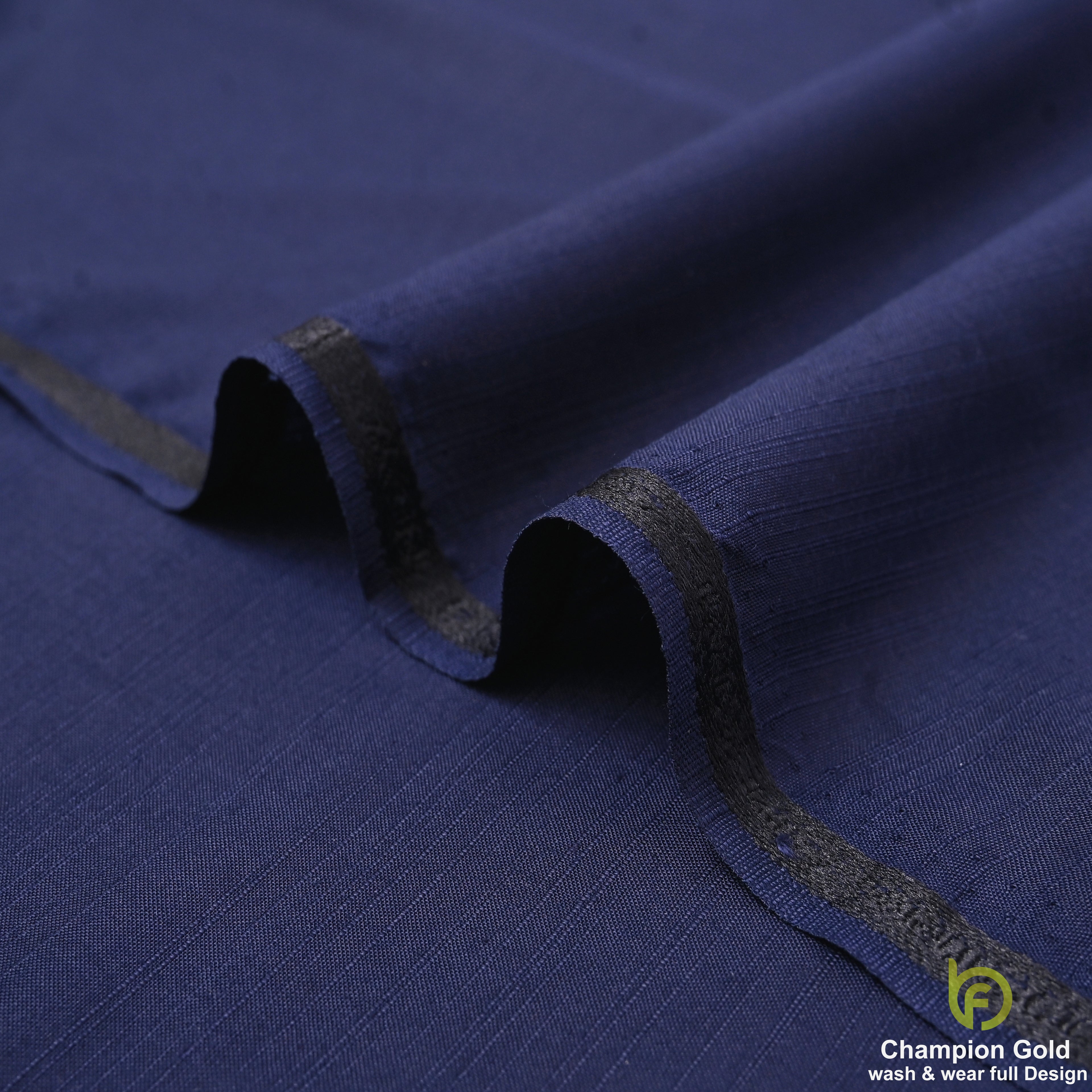 Champion Gold – Deep Sapphire Blue | Premium Wash & Wear Full Design Fabric