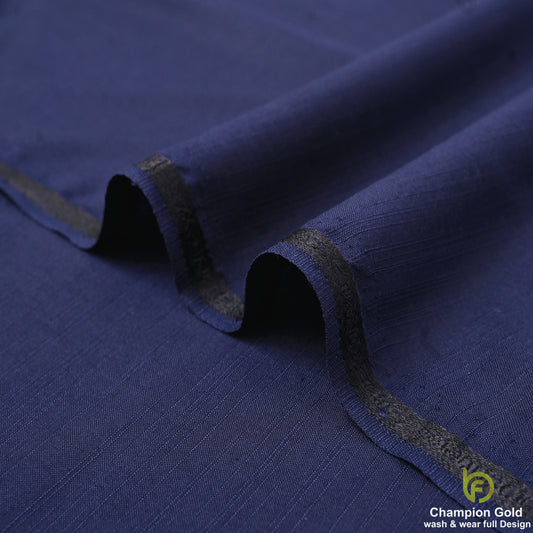 Champion Gold – Deep Sapphire Blue | Premium Wash & Wear Full Design Fabric