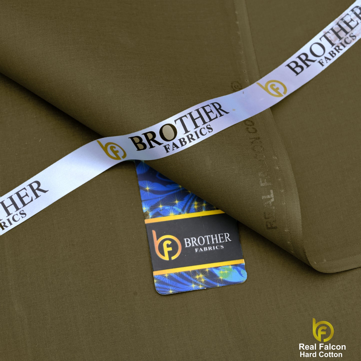 Brother Fabrics Real Falcon Hard Cotton – Olive Green Premium Suiting Fabric