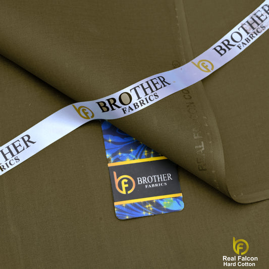 Brother Fabrics Real Falcon Hard Cotton – Olive Green Premium Suiting Fabric