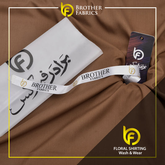 Brother Fabrics Floral Shirting Wash & Wear – Camel Brown