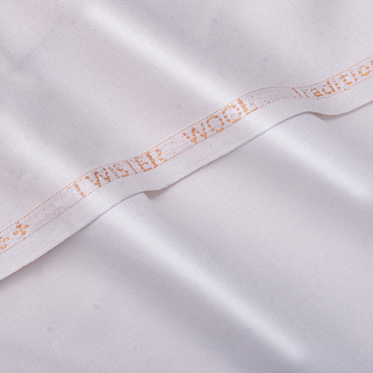 Twister Wool Premium Pure White Unstitched Men’s Suiting Fabric