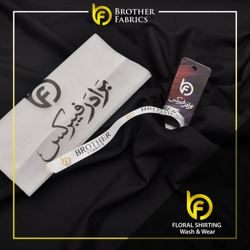 Brother Fabrics Floral Shirting Wash & Wear – Jet Black