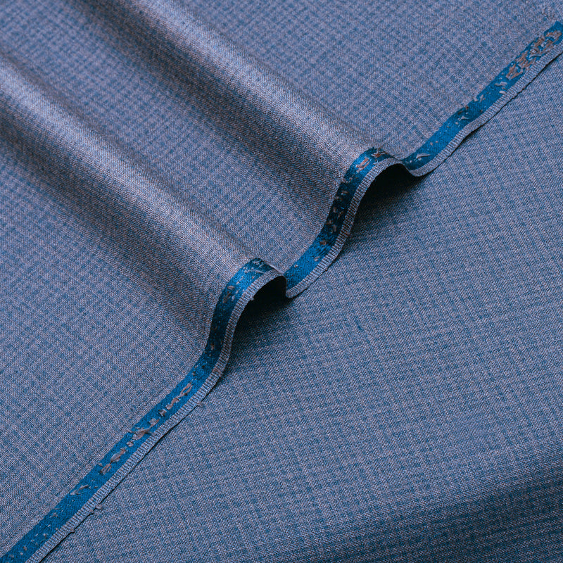 Premium Textured Denim Blue Unstitched Men’s Suiting Fabric