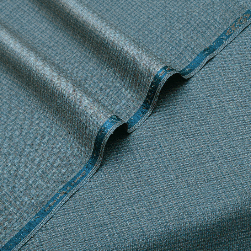 Premium Textured Teal Blue Unstitched Men’s Suiting Fabric