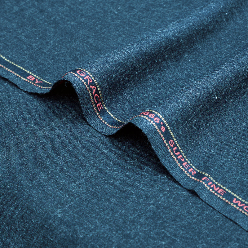Grace Super Fine Wool Heathered Slate Blue Unstitched Men’s Suiting Fabric