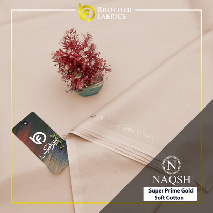 Brother Fabrics Naqsh Super Prime Gold Soft Cotton – Sand Beige | Premium Men's Unstitched Cotton Suit