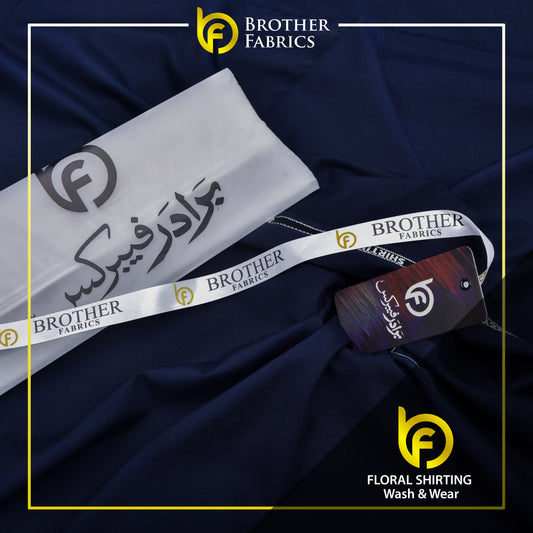 Brother Fabrics Floral Shirting Wash & Wear – Navy Blue