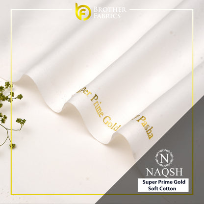 Brother Fabrics Naqsh Super Prime Gold Soft Cotton – Royal Ivory | Premium Soft Cotton Fabric