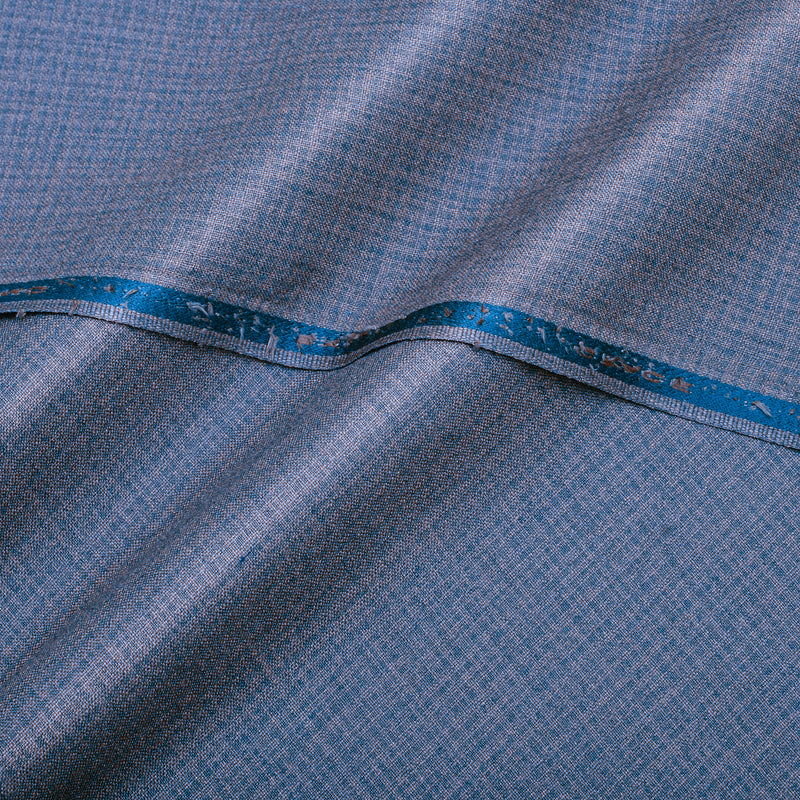 Premium Textured Denim Blue Unstitched Men’s Suiting Fabric