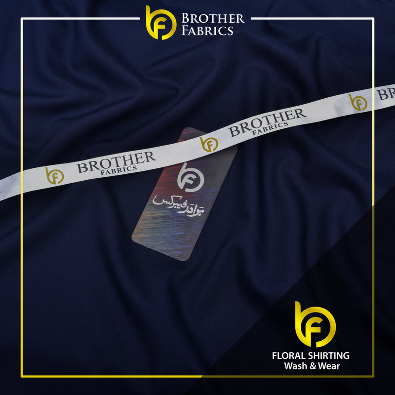 Brother Fabrics Floral Shirting Wash & Wear – Navy Blue