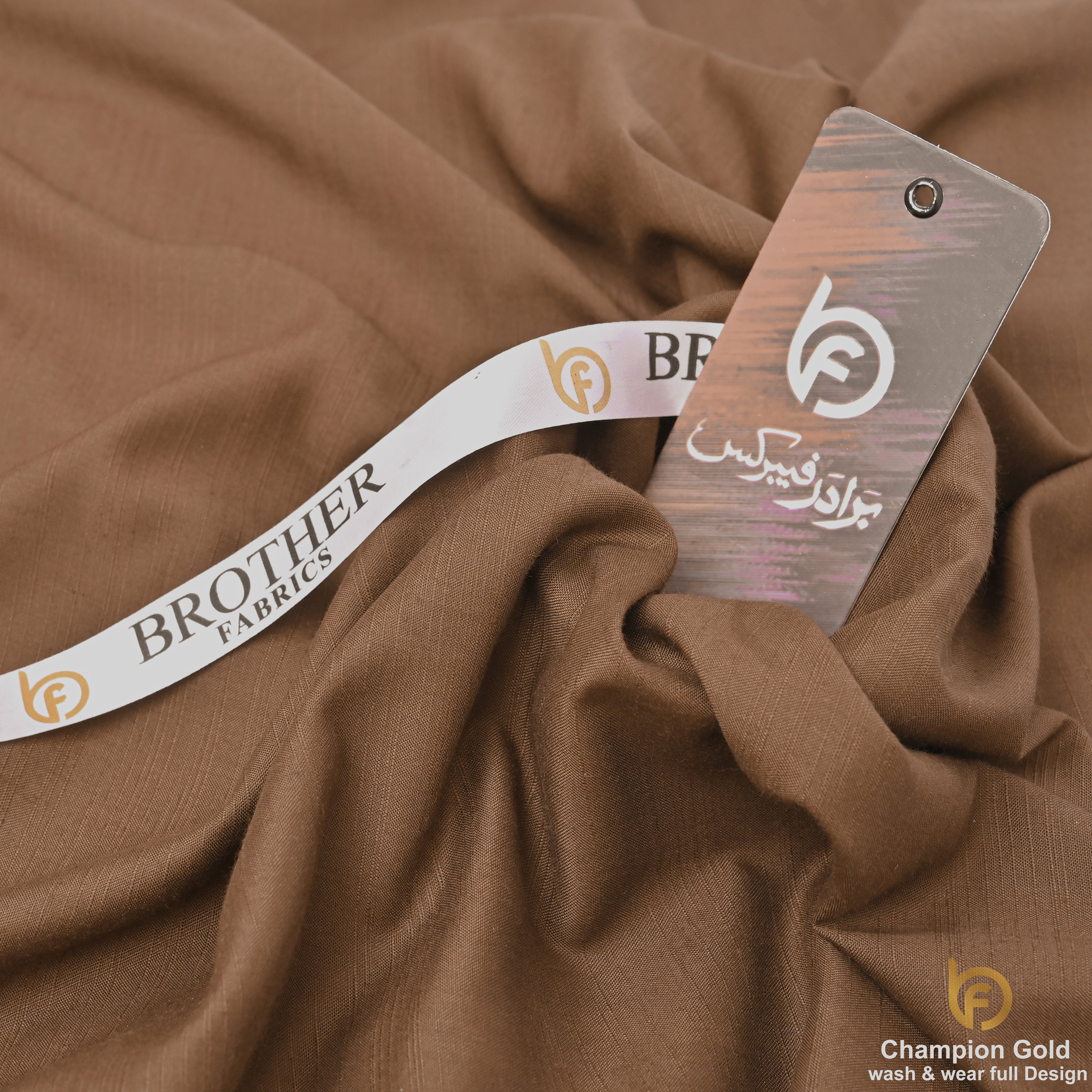 Champion Gold – Walnut Brown | Premium Wash & Wear Full Design Fabric