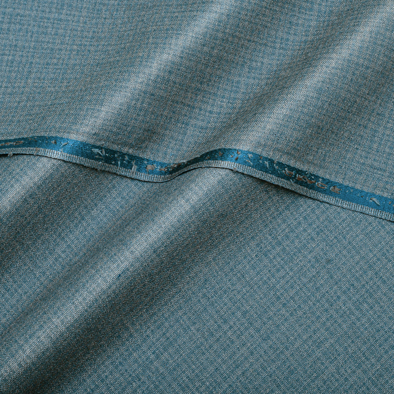 Premium Textured Teal Blue Unstitched Men’s Suiting Fabric