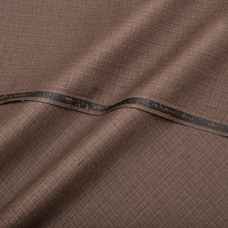 Premium Textured Brown Check-Weave Unstitched Men’s Suiting Fabric