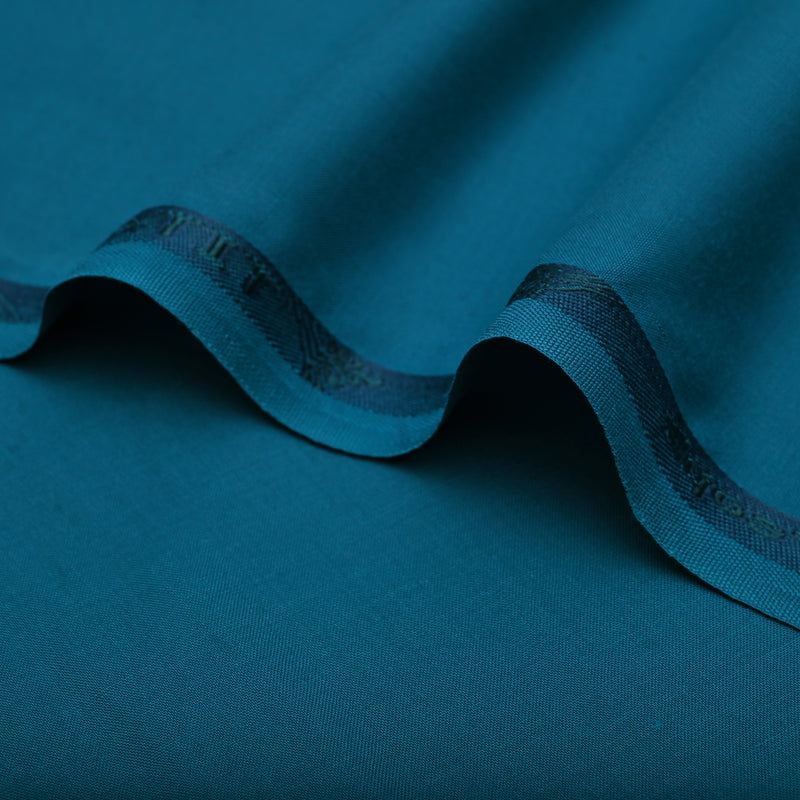 Classic Teal Blue Unstitched Wash & Wear Fabric for Men’s Suits-2