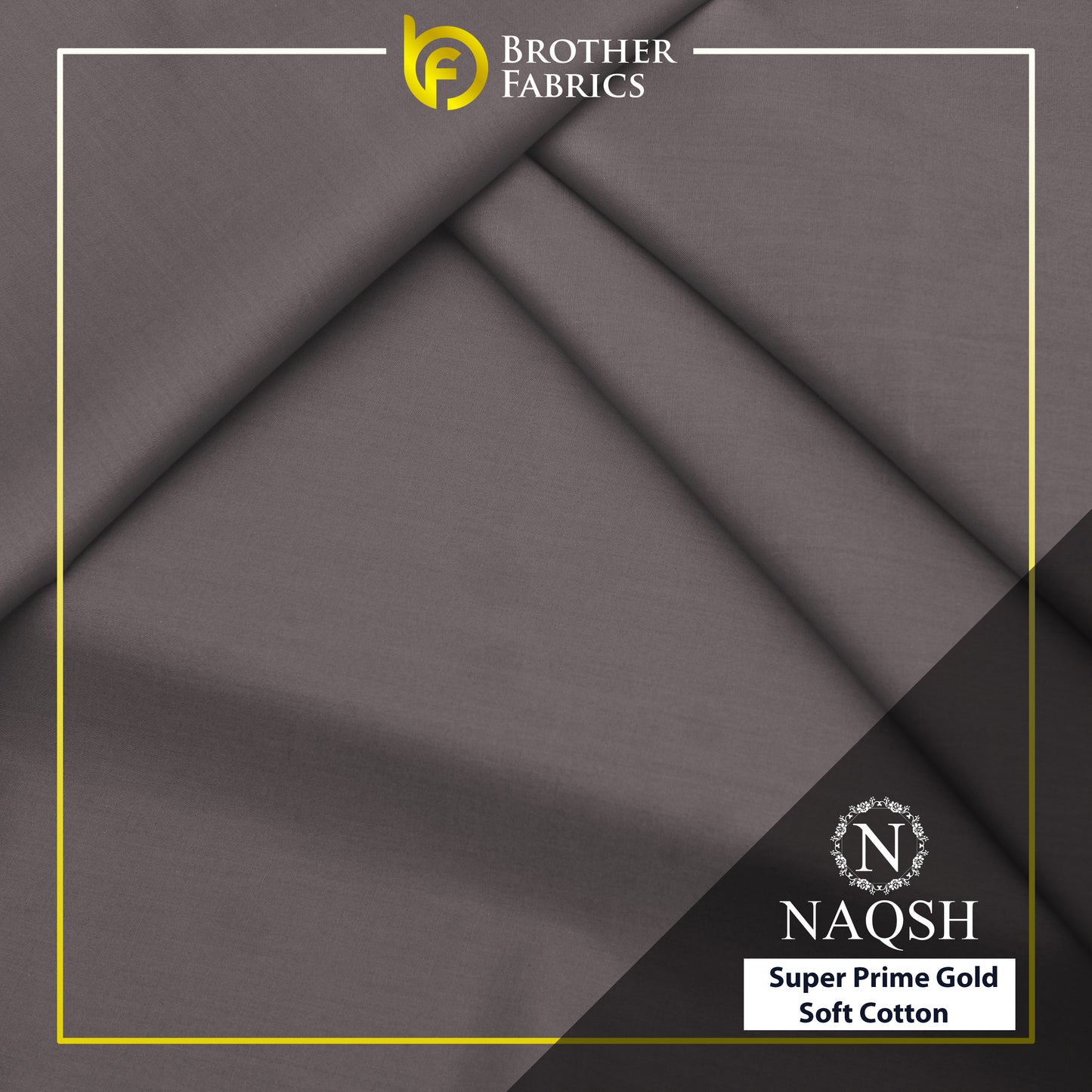 Brother Fabrics Naqsh Super Prime Gold Soft Cotton – Ash Grey | Premium Men's Unstitched Cotton Suit