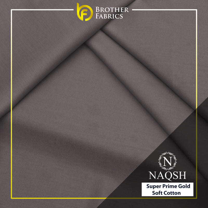 Brother Fabrics Naqsh Super Prime Gold Soft Cotton – Ash Grey | Premium Men's Unstitched Cotton Suit