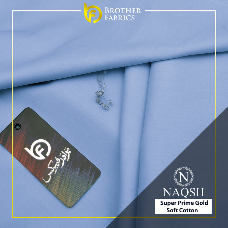 Brother Fabrics Naqsh Super Prime Gold Soft Cotton – Powder Blue | Premium Men's Unstitched Cotton Suit