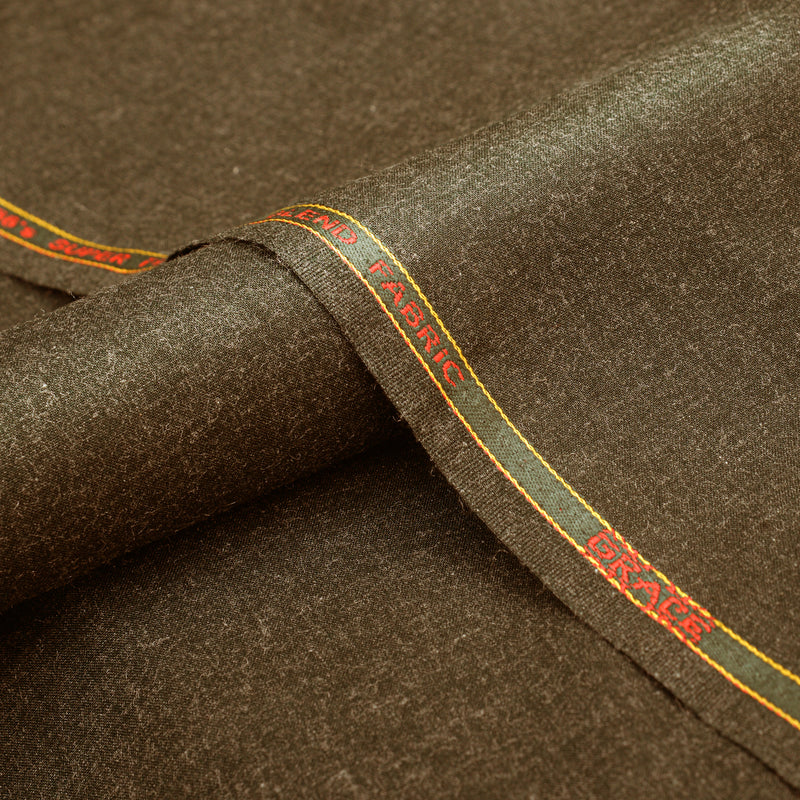 Grace Super Fine Wool Dark Earth Brown Unstitched Men’s Suiting Fabric
