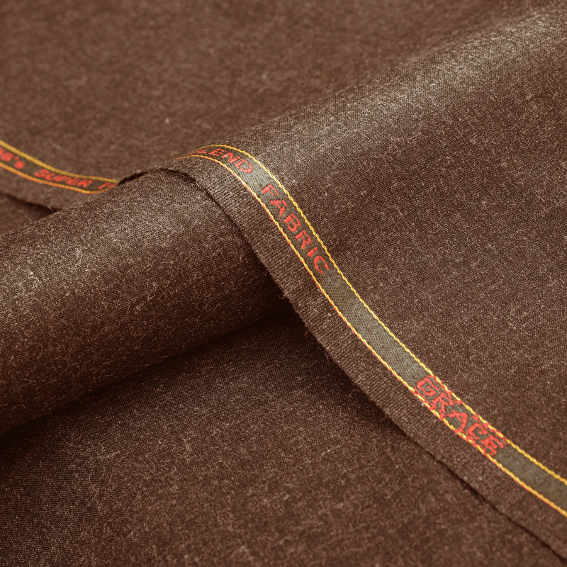 Grace Super Fine Wool Chocolate Brown Unstitched Men’s Suiting Fabric