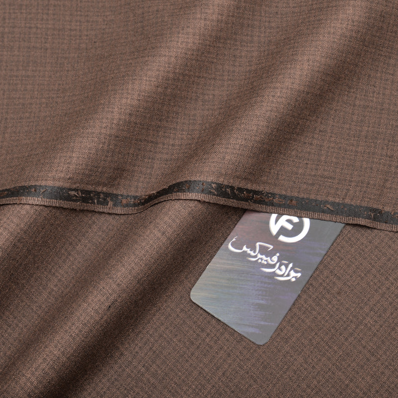 Premium Textured Brown Check-Weave Unstitched Men’s Suiting Fabric
