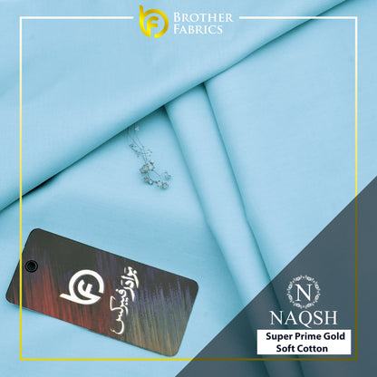 Brother Fabrics Naqsh Super Prime Gold Soft Cotton – Ice Blue | Premium Men's Unstitched Cotton Suit