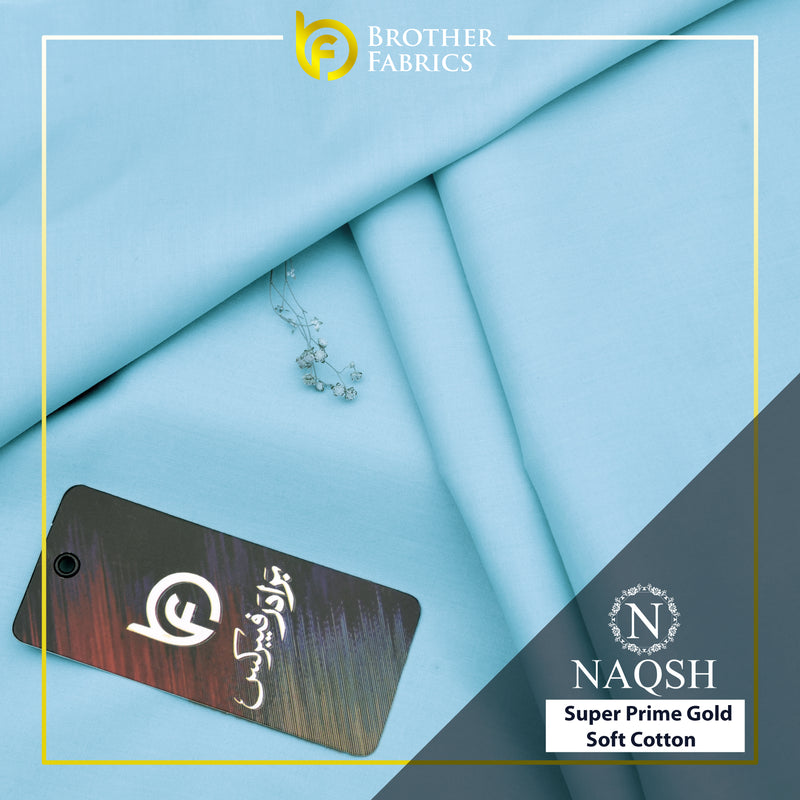 Brother Fabrics Naqsh Super Prime Gold Soft Cotton – Ice Blue | Premium Men's Unstitched Cotton Suit