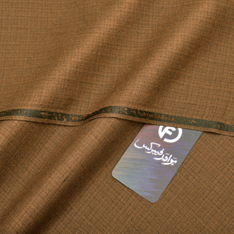 Premium Textured Golden Brown Unstitched Men’s Suiting Fabric
