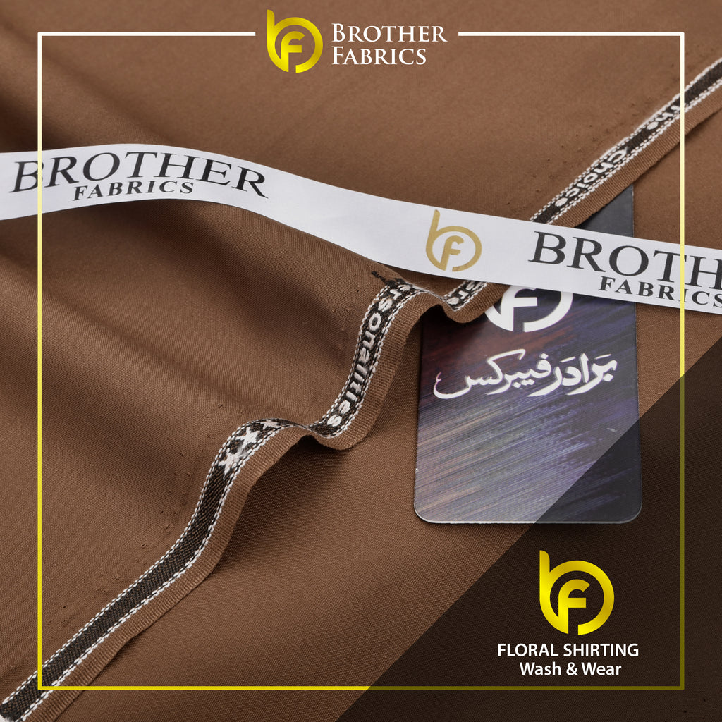 Brother Fabrics Floral Shirting Wash & Wear – Camel Brown