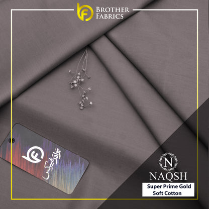 Brother Fabrics Naqsh Super Prime Gold Soft Cotton – Ash Grey | Premium Men's Unstitched Cotton Suit