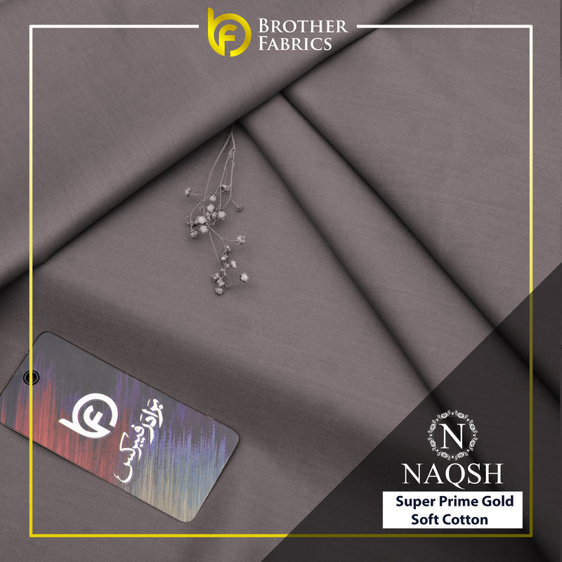 Brother Fabrics Naqsh Super Prime Gold Soft Cotton – Ash Grey | Premium Men's Unstitched Cotton Suit