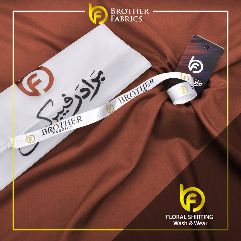 Floral Wash & Wear Shirting Fabric – Chestnut Brown