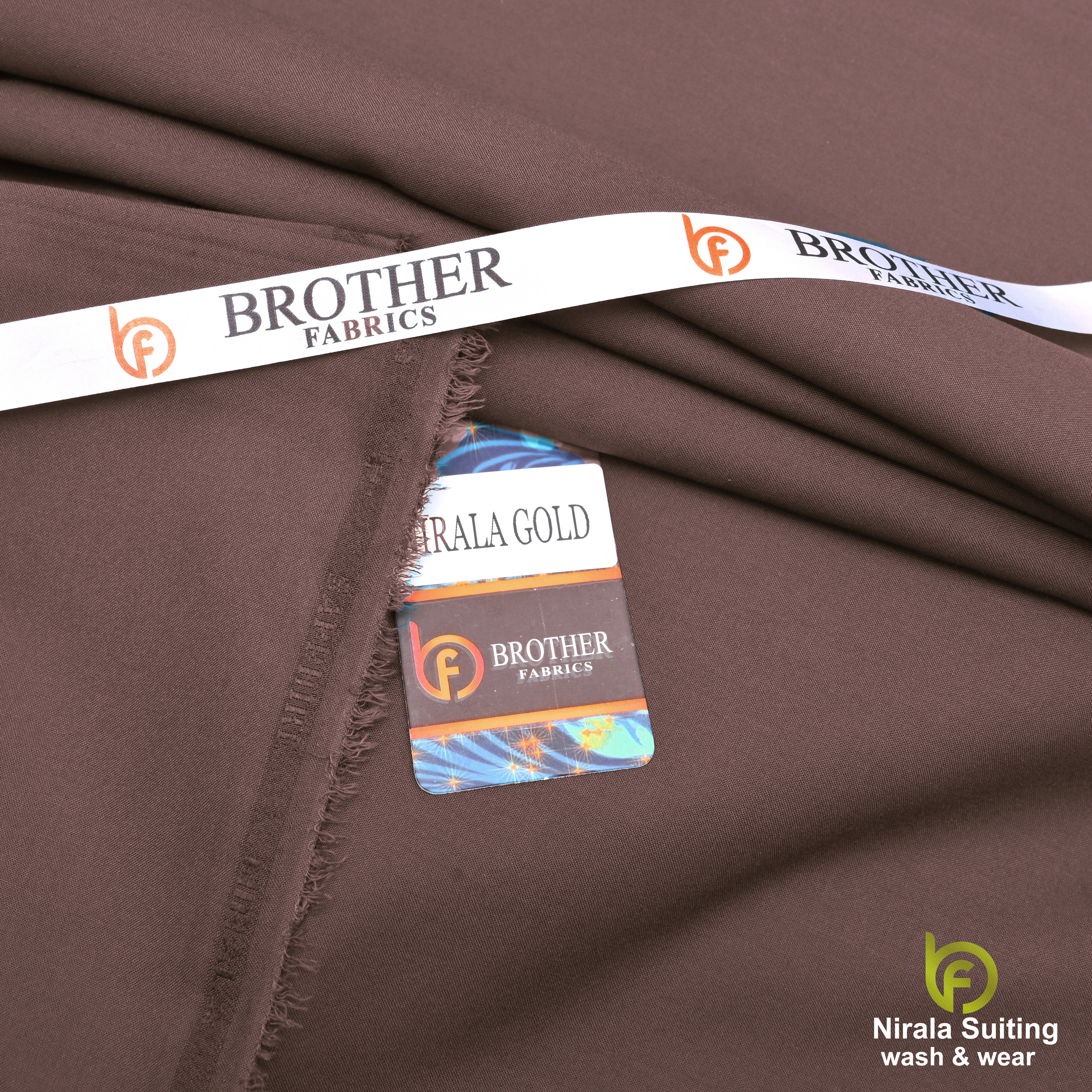 Brother Fabrics Nirala Gold – Walnut Brown | Premium Wash & Wear Fabric