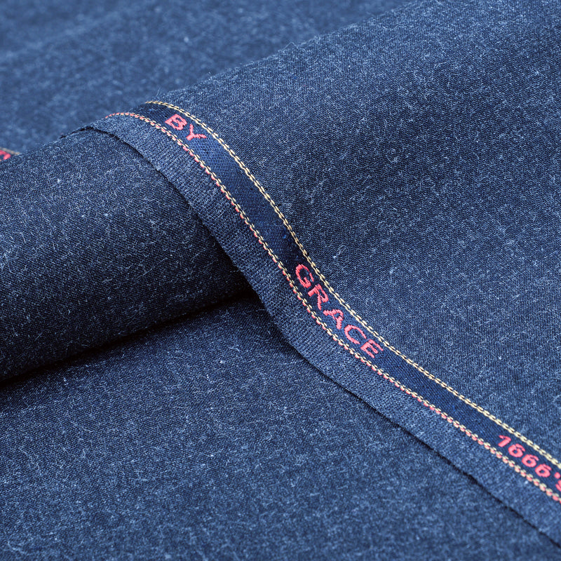 Grace Super Fine Wool Steel Blue Unstitched Men’s Suiting Fabric