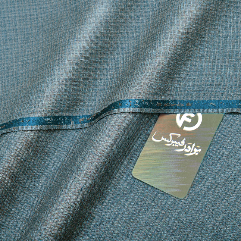Premium Textured Teal Blue Unstitched Men’s Suiting Fabric