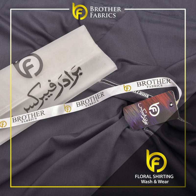 Floral Wash & Wear Shirting Fabric – Charcoal Grey