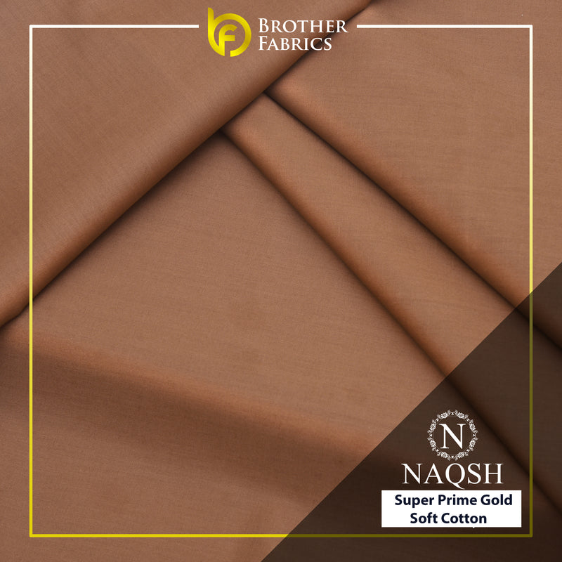 Brother Fabrics Naqsh Super Prime Gold Soft Cotton – Walnut Brown | Premium Men's Unstitched Cotton Suit