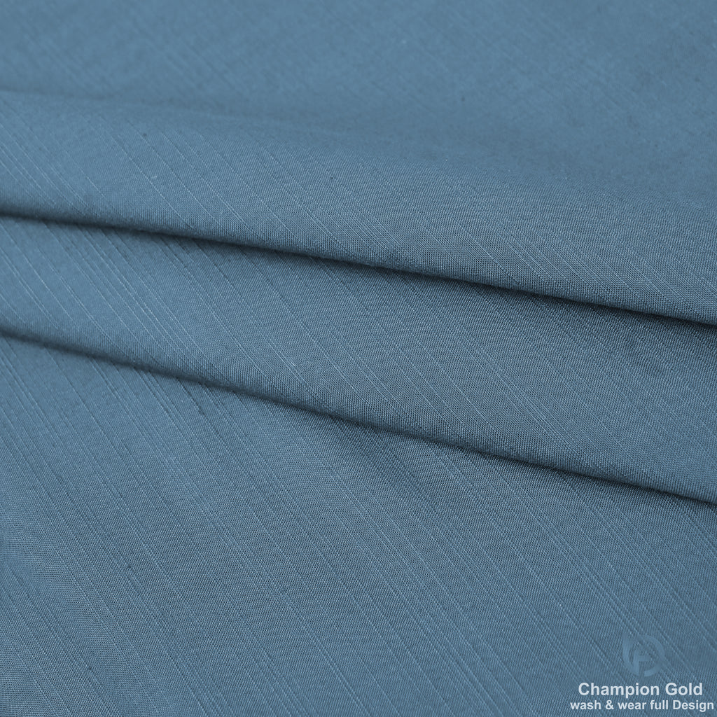 Champion Gold – Steel Blue | Premium Wash & Wear Full Design Fabric