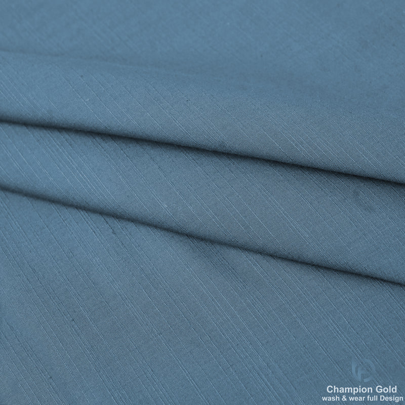 Champion Gold – Steel Blue | Premium Wash & Wear Full Design Fabric
