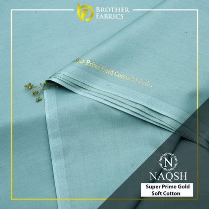 Brother Fabrics Naqsh Super Prime Gold Soft Cotton – Aqua Sky Blue | Premium Men's Unstitched Cotton Suit