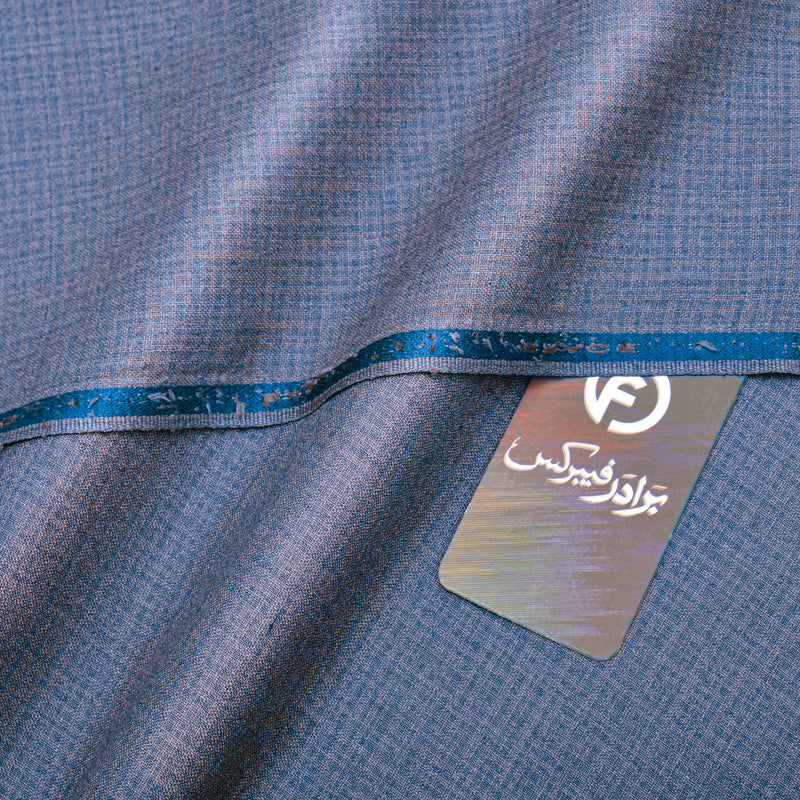 Premium Textured Denim Blue Unstitched Men’s Suiting Fabric