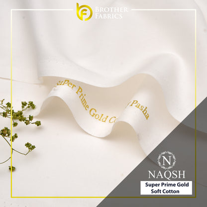 Brother Fabrics Naqsh Super Prime Gold Soft Cotton – Royal Ivory | Premium Soft Cotton Fabric