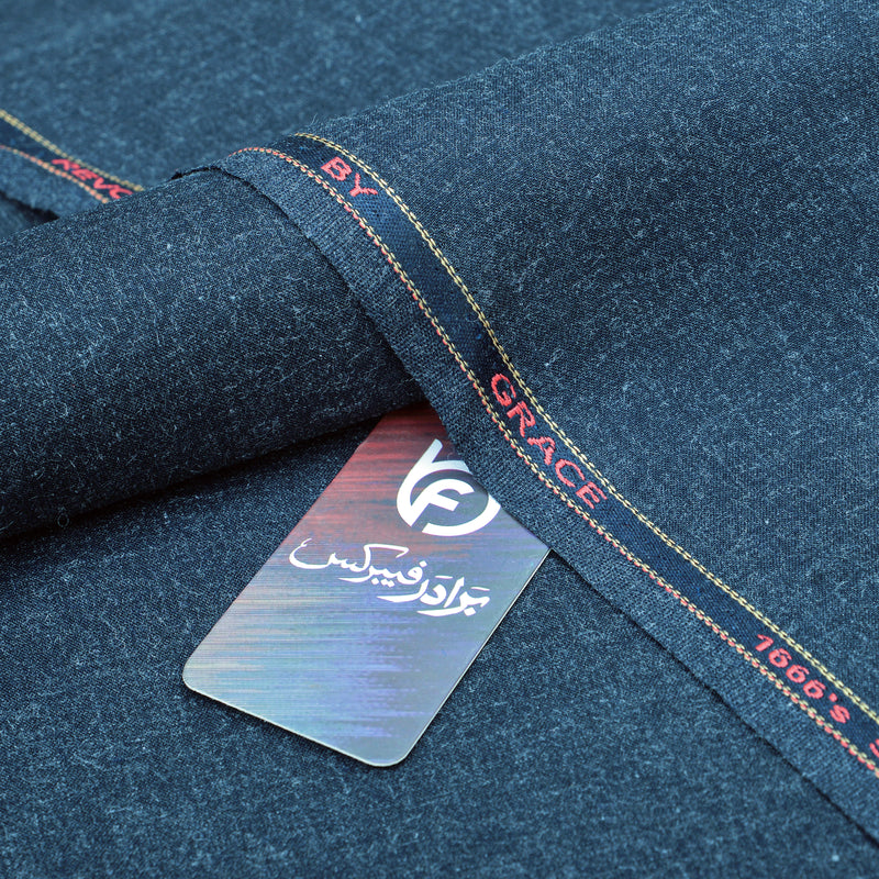 Grace Super Fine Wool Heathered Slate Blue Unstitched Men’s Suiting Fabric