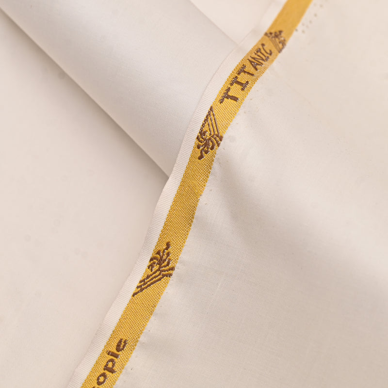 Classic Cream Off-White Unstitched Wash & Wear Fabric for Men’s Suits-1