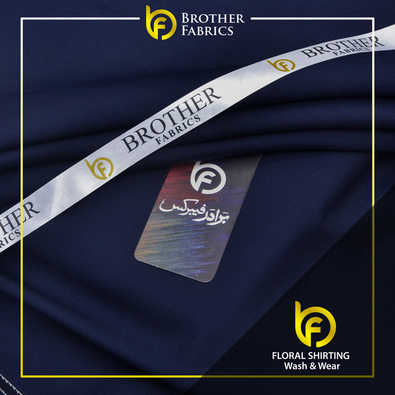 Brother Fabrics Floral Shirting Wash & Wear – Navy Blue