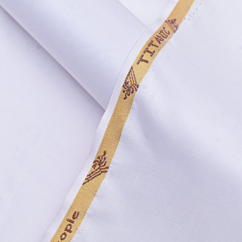 Classic Pure White Unstitched Wash & Wear Fabric for Men’s Suits-2