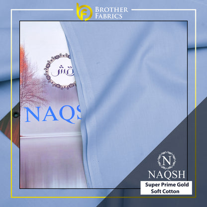 Brother Fabrics Naqsh Super Prime Gold Soft Cotton – Powder Blue | Premium Men's Unstitched Cotton Suit