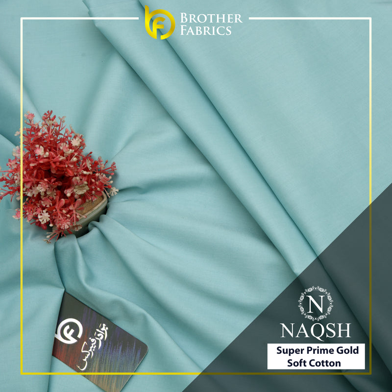 Brother Fabrics Naqsh Super Prime Gold Soft Cotton – Aqua Sky Blue | Premium Men's Unstitched Cotton Suit